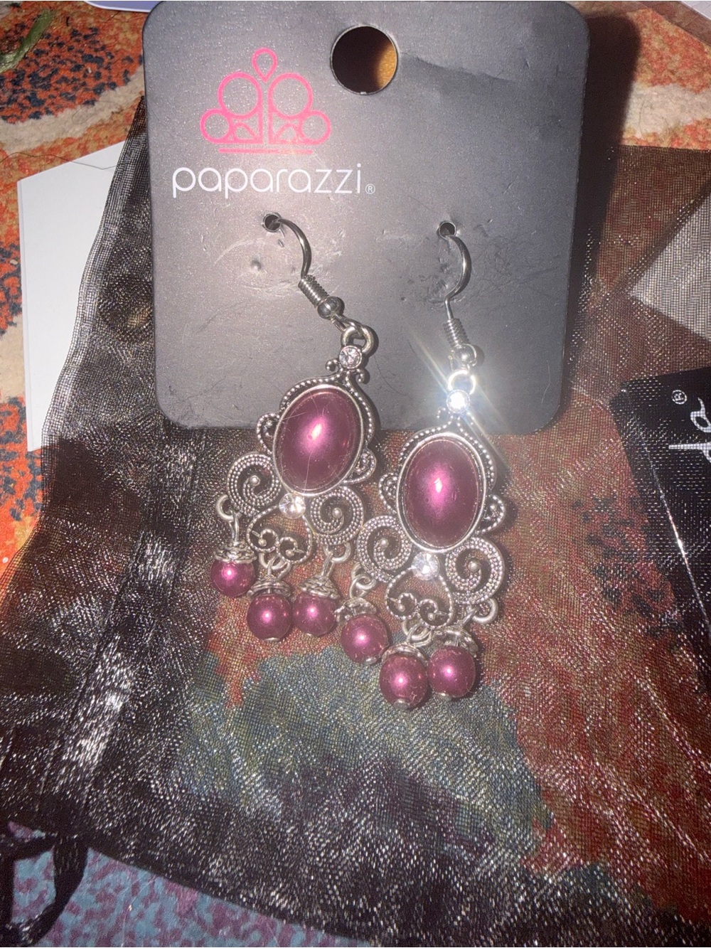 Paparazzi Magenta Filigree Dangle Earrings